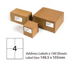 100 Sheets A4 White Self Adhesive Paper Address Mailing Laser Inkjet Sticker Labels 148.5 x 105mm - 4 Labels Per Sheet