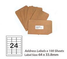 100 Sheets A4 White Self Adhesive Paper Address Mailing Laser Inkjet Sticker Labels 64 x 33.8mm - 24 Labels Per Sheet