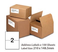 100 Sheets A4 White Self Adhesive Paper Address Mailing Laser Inkjet Sticker Labels 210 x 148.5mm - 2 Labels Per Sheet