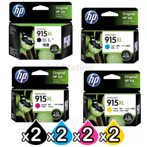 2 Sets of 4 Pack HP 915XL Genuine High Yield Inkjet Cartridge 3YM22AA-3YM19AA [2BK,2C,2M,2Y]