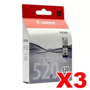 3 x Genuine Canon PGI-520BK Black Inkjet