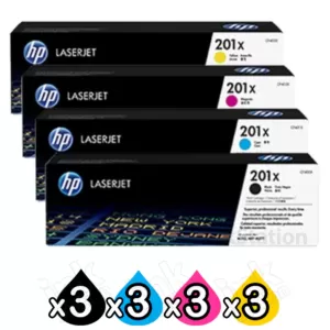 3 sets of 4 Pack HP CF400X-CF403X (201X) Genuine Toner Cartridges [3BK,3C,3M,3Y]