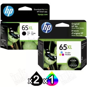 3 Pack HP 65XL Genuine High Yield Ink Combo N9K04AA + N9K03AA [2BK,1CL]