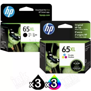 6 Pack HP 65XL Genuine High Yield Ink Combo N9K04AA + N9K03AA [3BK,3CL]