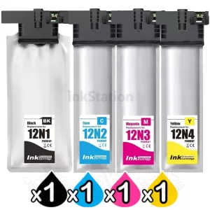 4 Pack Compatible Epson T12N Ink Pack Combo C13T12N100 - C13T12N400 [1BK,1C,1M,1Y]