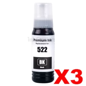 3 x Compatible for Epson T522 Black Ink Bottle [C13T00M192]