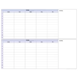 Visionchart Whiteboard Planner 2 Term Stacked Magnetic Standard Frame 1500 x 1200mm