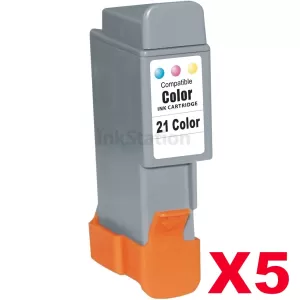 5 x Compatible Canon BCI-21C Colour Ink Cartridge (5 Carts)