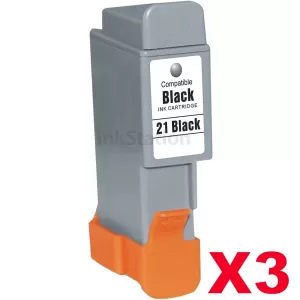 3 x Compatible Canon BCI-21BK InkStation Black Ink Cartridge (3 Carts)