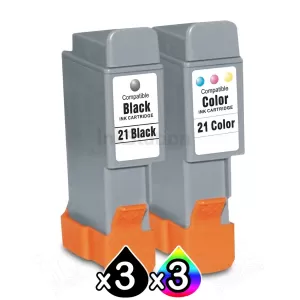 6 Pack Canon BCI-21BK BCI-21C InkStation.com.au Compatible Value Pack [3BK,3C]