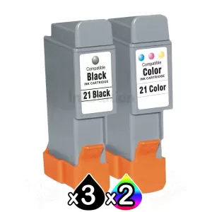 5 Pack Canon BCI-21BK BCI-21C Inkstation Compatible Value Pack [3BK,2C]