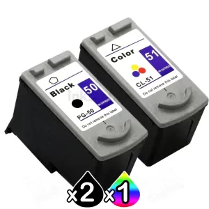 3 Pack Canon PG-50 CL-51 Compatible Value Pack [2BK,1C]