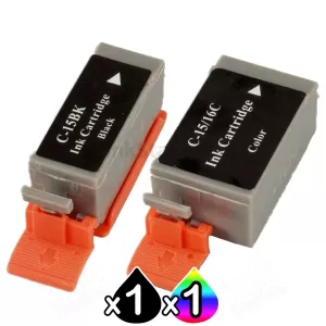 2 Pack Canon BCI-15BK BCI-15C Compatible Value Pack for CANON I70, I80 [1BK,1C]