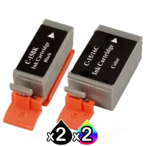 4 Pack Canon BCI-15BK BCI-15C Compatible Value Pack for CANON I70, I80 [2BK,2C]
