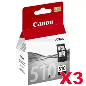 3 x Canon PG-510 Black Genuine InkJet Cartridge - 220 pages