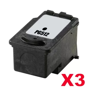 3 x Canon PG-512 Black High Yield Compatible InkJet Cartridge - 401 pages
