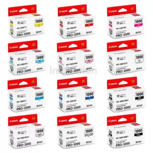 12 Pack Genuine Canon PFI-1000 Ink Cartridge Set [MBK+C+M+Y+GY+PBK+PC+PM+PGY+B+R+CO]