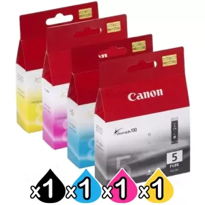 4-Pack Canon PGI-5BK, CLI-8C/M/Y Genuine Inkjet [1BK,1C,1M,1Y]