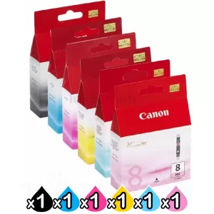 6-Pack Genuine Canon CLI-8BK/C/M/Y/PC/PM Inkjet Cartridges [1PBK,1C,1M,1Y,1PC,1PM]