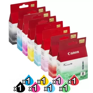 8-Pack Genuine Canon CLI-8BK/C/M/Y/PC/PM/G/R Inkjet Cartridges [1PBK,1C,1M,1Y,1PC,1PM,1G,1R]