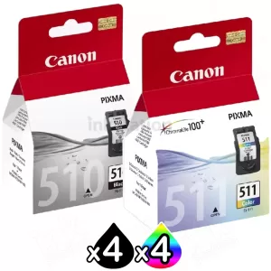 8 Pack Canon PG-510 CL-511 Genuine Ink Cartridges [4BK,4C]