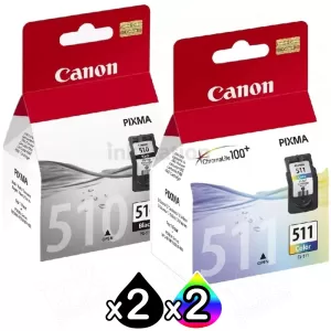 4 Pack Canon PG-510 CL-511 Genuine Ink Cartridges[2BK,2C]