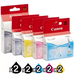 10-Pack Genuine Canon PGI-520 & CLI-521 Inkjet [2BK,2PBK,2C,2M,2Y]