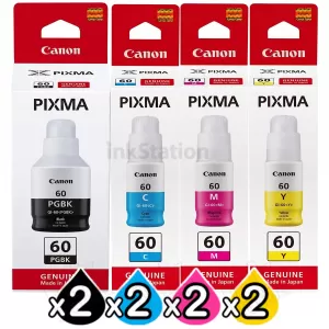 8-Pack Genuine Canon GI60 Ink Bottle [2BK,2C,2M,2Y]