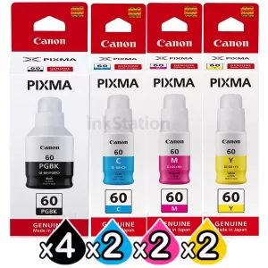 10-Pack Genuine Canon GI60 Ink Bottle [4BK,2C,2M,2Y]