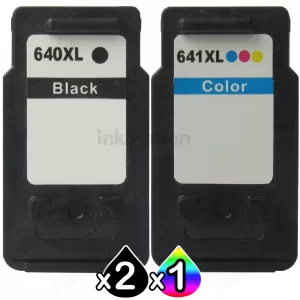 3-Pack Canon PG-640XL, CL-641XL Compatible High Yield Ink Cartridge [2Black + 1Colour]