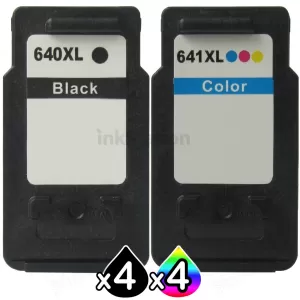 8-Pack Canon PG-640XL, CL-641XL Compatible High Yield Ink Cartridge [4Black + 4Colour]