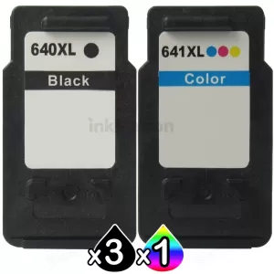 4-Pack Canon PG-640XL, CL-641XL Compatible High Yield Ink Cartridge [3Black + 1Colour]
