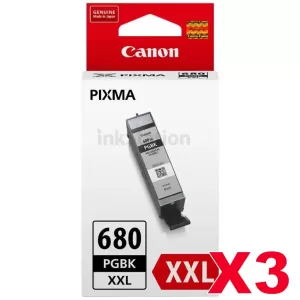 3 x Canon PGI-680XXLBK Extra High Yield Genuine Black Inkjet Cartridge - 600 pages