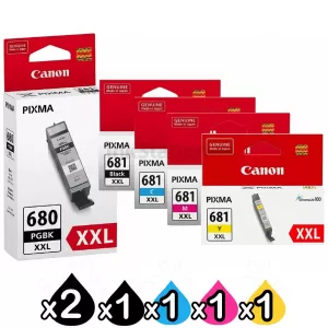 6 Pack Canon PGI-680XXL CLI-681XXL Extra High Yield Genuine Inkjet Cartridges Combo [2BK,1PBK,1C,1M,1Y]