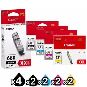 12 Pack Canon PGI-680XXL CLI-681XXL Extra High Yield Genuine Inkjet Cartridges Combo [4BK,2PBK,2C,2M,2Y]