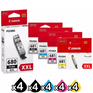 20 Pack Canon PGI-680XXL CLI-681XXL Extra High Yield Genuine Inkjet Cartridges Combo [4BK,4PBK,4C,4M,4Y]