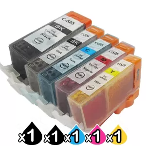 5-Pack Canon PGI-525, CLI-526 Compatible Inkjet (with Chip) [1BK,1PBK,1C,1M,1Y]