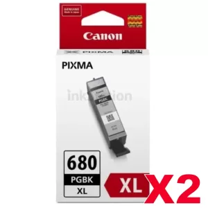 2 x Canon PGI-680XLBK High Yield Genuine Black Inkjet Cartridge - 400 pages