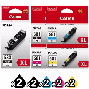 10 Pack Canon PGI-680XL CLI-681XL High Yield Genuine Inkjet Cartridges Combo [2BK,2PBK,2C,2M,2Y]