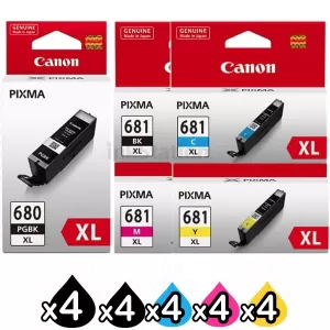 20 Pack Canon PGI-680XL CLI-681XL High Yield Genuine Inkjet Cartridges Combo [4BK,4PBK,4C,4M,4Y]