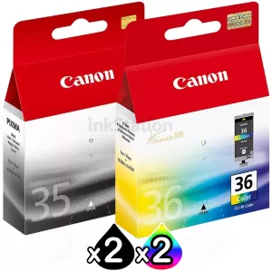 4 Pack Canon PGI-35BK CLI-36C Genuine InkJet Cartridges [2BK,2C]