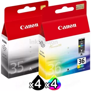 8 Pack Canon PGI-35BK CLI-36C Genuine InkJet Cartridges [4BK,4C]