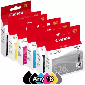 Any 18 Genuine Canon PGI-525 & CLI-526 Inkjet Combo