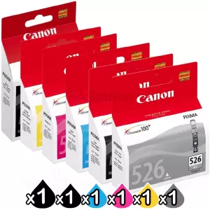 6-Pack Genuine Canon PGI-525 & CLI-526 Inkjet Combo [1BK,1PBK,1C,1M,1Y,1GY]