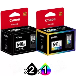 3-Pack Canon PG-640XL, CL-641XL Genuine High Yield Ink Cartridge [2Black + 1Colour]