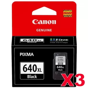 3 x Canon PG-640XL Genuine Black High Yield Ink Cartridge - 400 pages