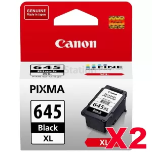 2 x Canon PG-645XL Genuine Black High Yield Ink Cartridge - 400 pages