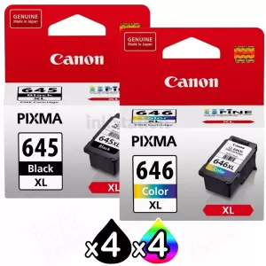 8-Pack Canon PG-645XL, CL-646XL Genuine [4Black + 4Colour] High Yield Ink Combo