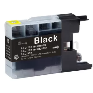 Compatible Brother LC73/LC77XLBK Black High Yield Ink Cartridge - 1,200 pages
