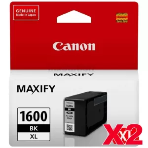 2 x Canon PGI-1600XLBK Genuine Black High Yield Ink Cartridge - 1,200 pages